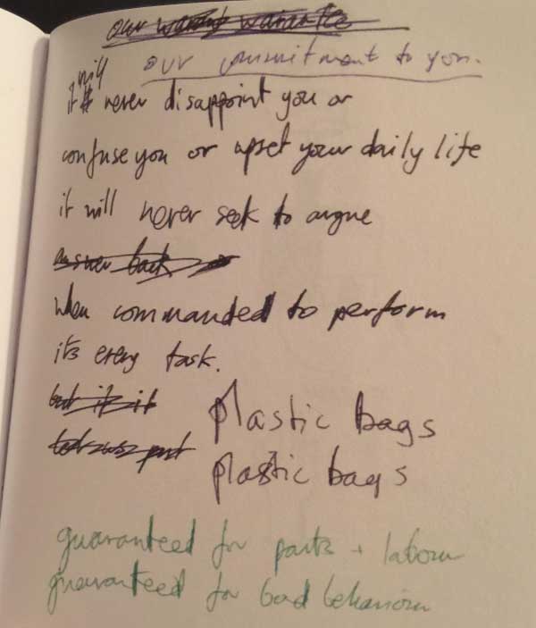 A page from the OKNOTOK notebook.